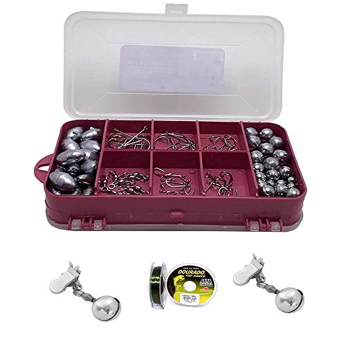 Kit Estojo Pesca Esportiva Linha Sinete Giradores Chumbada e Anzol