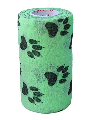 Image of Prairie Horse Supply 4 Inch Vet Wrap Tape Bulk (Assorted Paw Prints) (Pack of 6) Self Adhesive Adherent Adhering Flex Bandage Grip Roll Dog Cat