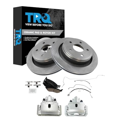Image of TRQ Rear Brake Pad & Rotor Kit Ceramic Compatible with 2014-2017 Ram 1500