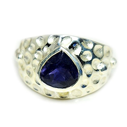 Iolite poire naturel argent 925 sterling bague mixte homme femme bijou pierre fine