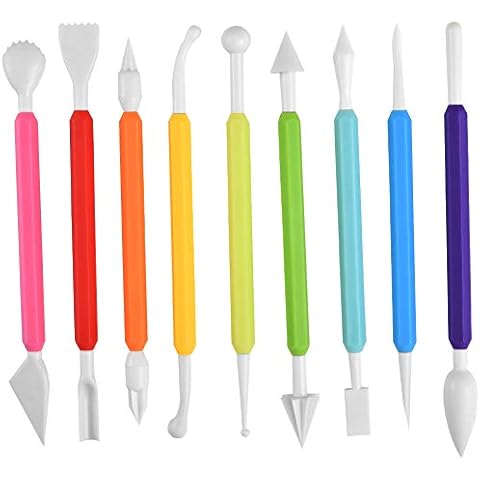 9Pcs Icing Fondant Tools Set for Cake Decorating, Irich Modelling Fondant Kit with 18 Different Shapes Sculpting for Flower Paste, Modelling Clay, Sugar Craft Tool, Baker Accessories Cakes Cover
