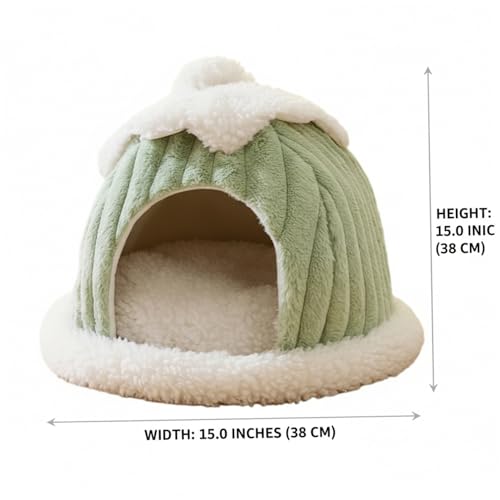 Lit fermé pour chat contre le froid hivernal avec dôme citrouille isolant