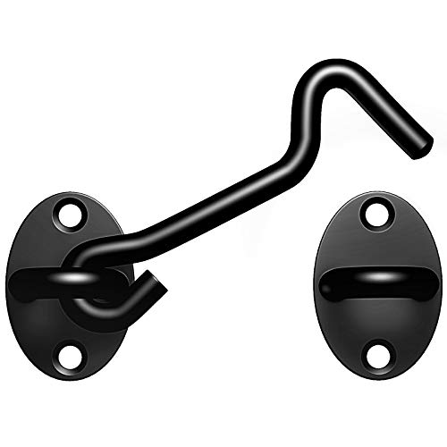 DRLIFE 3 Privacy Hook and Eye Latch, Gate Latch Easy Lock for Barn Door Latch, Heavy Duty Solid Thicken Stainless Steel Cabin Hook for Gates Windows Bathroom Black