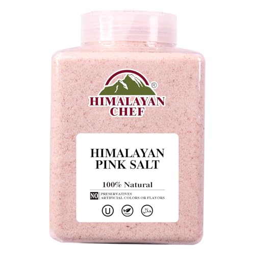 Himalayan Chef Pink Himalayan Salt Fine Grain, 5 lbs Plastic Jar - Pure, Natural, Kosher, Non-GMO, Mineral-Rich, for Cooking, Seasoning, Baking, Table Use