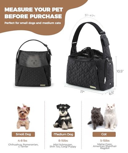 Dog Carrier Sling for Small Dogs, Front Cat Sling & Cats Up to 15 lbs, Dog Purse with Adjustable Strap Front Zipper Pocket, Double Safety Feature, Hands Free for Travel - Image 3