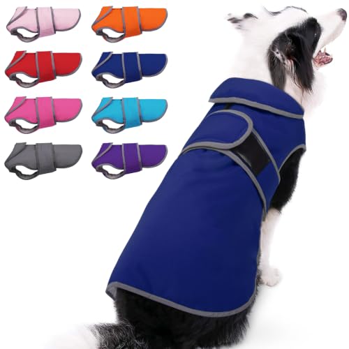 MIGOHI Reflective Waterproof Windproof Dog Coat - Warm Jacket Reversible Stormguard Winter Vest for Small to Large Dogs (Navy, M)