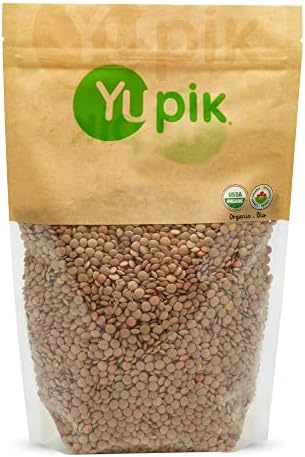 Yupik Organic Green Lentils, 2.2 lb (35.2 oz), Non-GMO, Vegan, Gluten-Free, Kosher, Raw, Source of Fiber, Iron & Protein, Fiber & Iron, Ideal for Soups, Salads & Plant-Based Meals