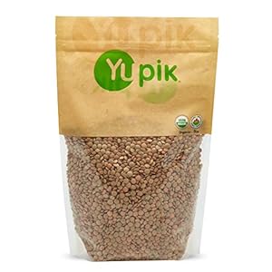 Yupik Organic Green Lentils, 2.2 lb, Non-GMO, Vegan, Gluten-Free, Kosher, Raw, Source of Fiber, Iron & Protein, Fiber & Iron, Ideal for Soups, Salads & Plant-Based Meals