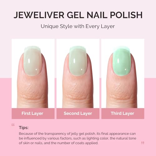 Image of MelodySusie Milky Green Gel Nail Polish, 0.5Fl.oz Jeweliver Milky Gel Polish Light Sage Green Pastel Color Soak Off UV LED Gel Polish Nail Art Design Manicure Gift for Girls Salon DIY At Home JFR58