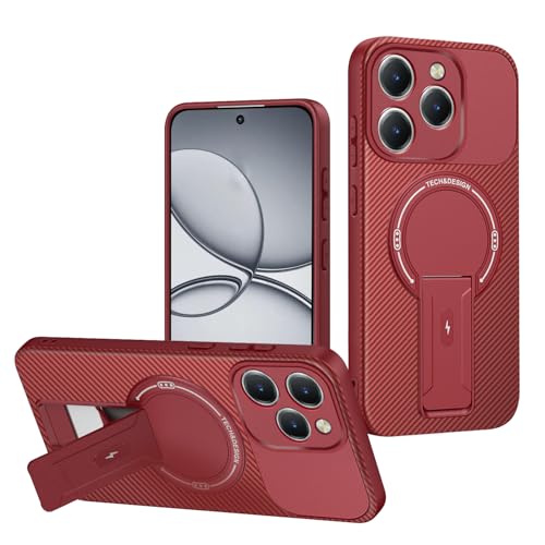Jiajihua Case Compatible with Realme 15T Camera Protection Magnetic Kickstand Bracket 2 in 1【TPU+PC】 Drop Shockproof Red