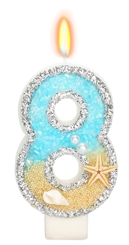 Elekfx Beach Starfish Number 8 Candle Beach Birthday Party Decorations