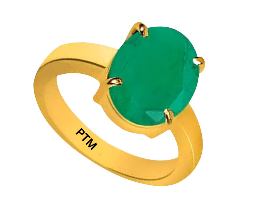 Panchdhatu (5 Metals) Emerald (Panna) 3.25 Ratti to 10.25 Ratti or 3 Cts to 9.35 Cts Certified Gemstone 22 k Gold Plated Ring for Men & Women