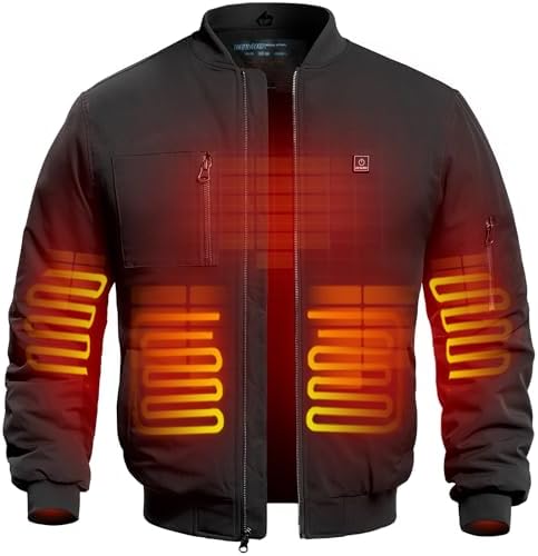 DEWBU Men's Heated Jacket with 12V Battery, Bomber Jacket Padded ...