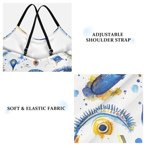 Pigsaly Girls One Piece Swimsuits Watercolor Egyptian Evil Eye Kids Cross Back Swimwear Toddler Beach Sport Bathing Suit 3T3