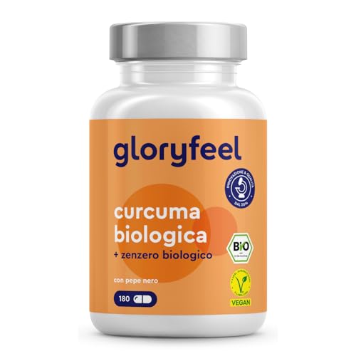 Curcuma ad Alto Dosaggio 3330 mg, 180 Capsule di Curcumina con Pepe Nero e Zenzero, Integratore Bio Antiossidante per Supportare le Funzioni Digestive*, 100% Vegan, Senza Additivi