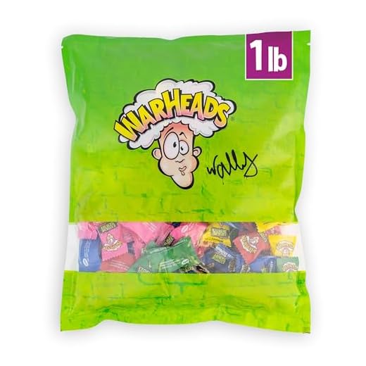 Warheads Extreme Sour Candy - 1Lb. Bag (115 Pieces) - Great Assortment of Sour Apple, Black Cherry, Blue Raspberry, Lemon, Watermelon flavors.