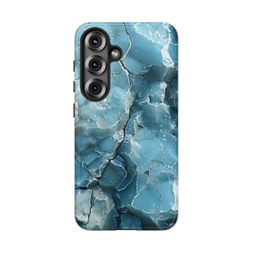Coque Samsung S25 bleu texture glace rigide brillante