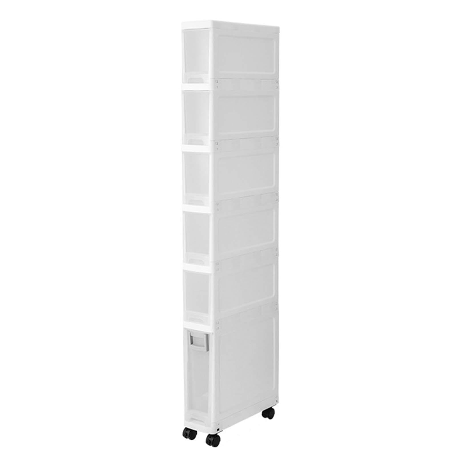 Coiroaoz Narrow Storage Cabinet,Freestanding Storage Cupboard with Wheels - Narrow Slim Rolling Storage Cart and Organizer, Kitchen Storage Cabinet, Small Rolling Shelf for Bathroom