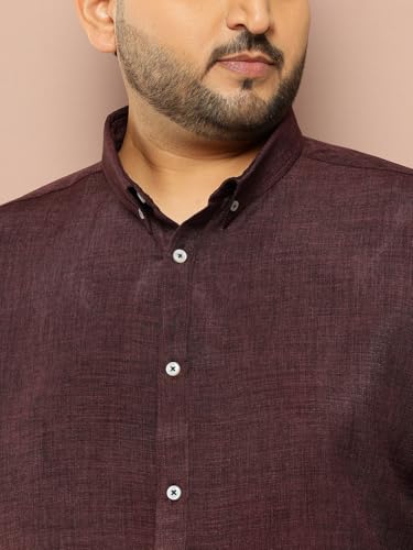 Image of Thomas Scott Men's | Solid | Textured Fabric | Full Sleeve | Slim Fit | Polyester-Blend | Spread Collar | Casual Shirt