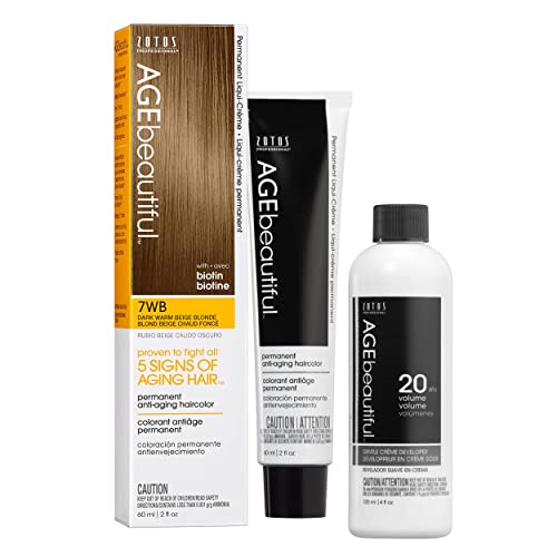 Image of AGE beautiful Permanent Hair Color Cream, 100% Gray Coverage Hair Dye with Biotin Anti-Aging Formula for Fuller, Thicker Hair, Professional Salon Quality