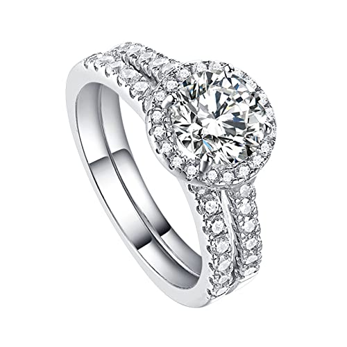 Bague femme argent 2 anneaux halo mariage cadeau anniversaire idéal