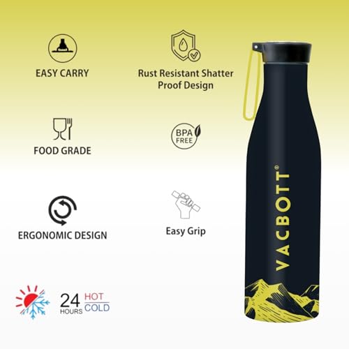 Image of Clay Craft VACBOTT Aspen Double Walled18 Hours Hot and 24 Hours Cold Water Bottle Vacuum Insulated Flask Bottle 860 ml|2 Piece Steel Water Bottles for School, Office, Home, Gym, Leakproof
