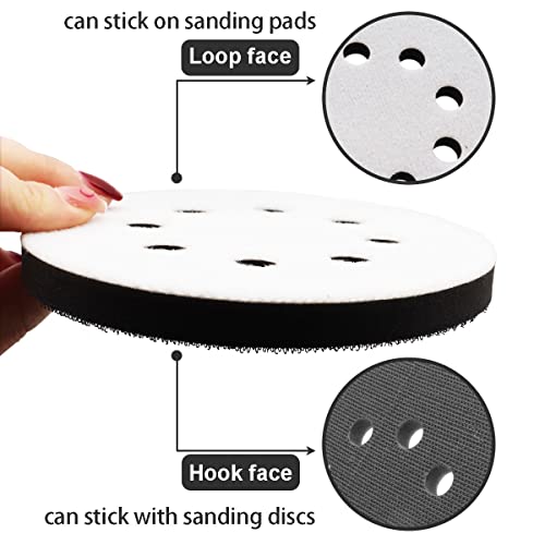 Image of 2 PCS 5Inch 8 Holes Soft Density Interface Pads,Hook and Loop 5 inch Sponge Cushion 8 Holes nterface Buffer Pad Sander Cushion O-011-2pcs