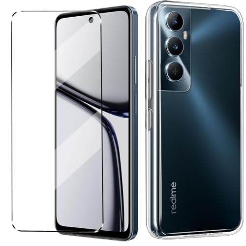 1Pcs Cover e 1Pcs Vetrino Compatible con Realme C65 antiurto Custodia piu Vetro temperato con protezione C65 Pellicola protettiva Clear
