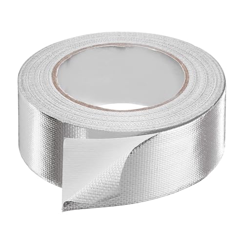 HARFINGTON Heat Shield Tape 1.57" x 164 ft Waterproof Sunscreen Sound Insulation High-Temperature Resistance Silver Aluminum Tape Thickness for Automotive Repairs