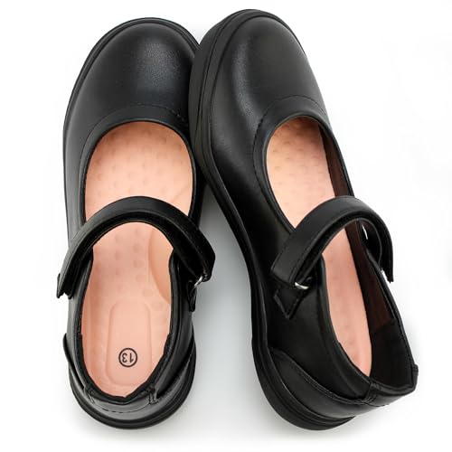 Tobfis Girl's Mary Jane Flats Lightweight School Uniform Shoes Black Dress Shoes...