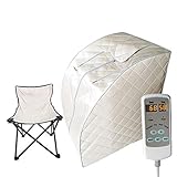 Smartmak Far Infrared Sauna, One Person at Home Portable Full Body SPA Tent with Heating Foot Pad and Portable ＵPGRADE Chair- Beige …