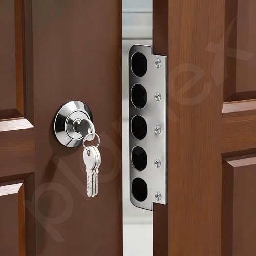 Image of Plantex Main Door Deadbolt Lock Five Bullets /Stainless Steel Penta Bolt /Door Lock Set with 4 Pin Cylindrical Keys with 5 Years of Warranty (Matt)