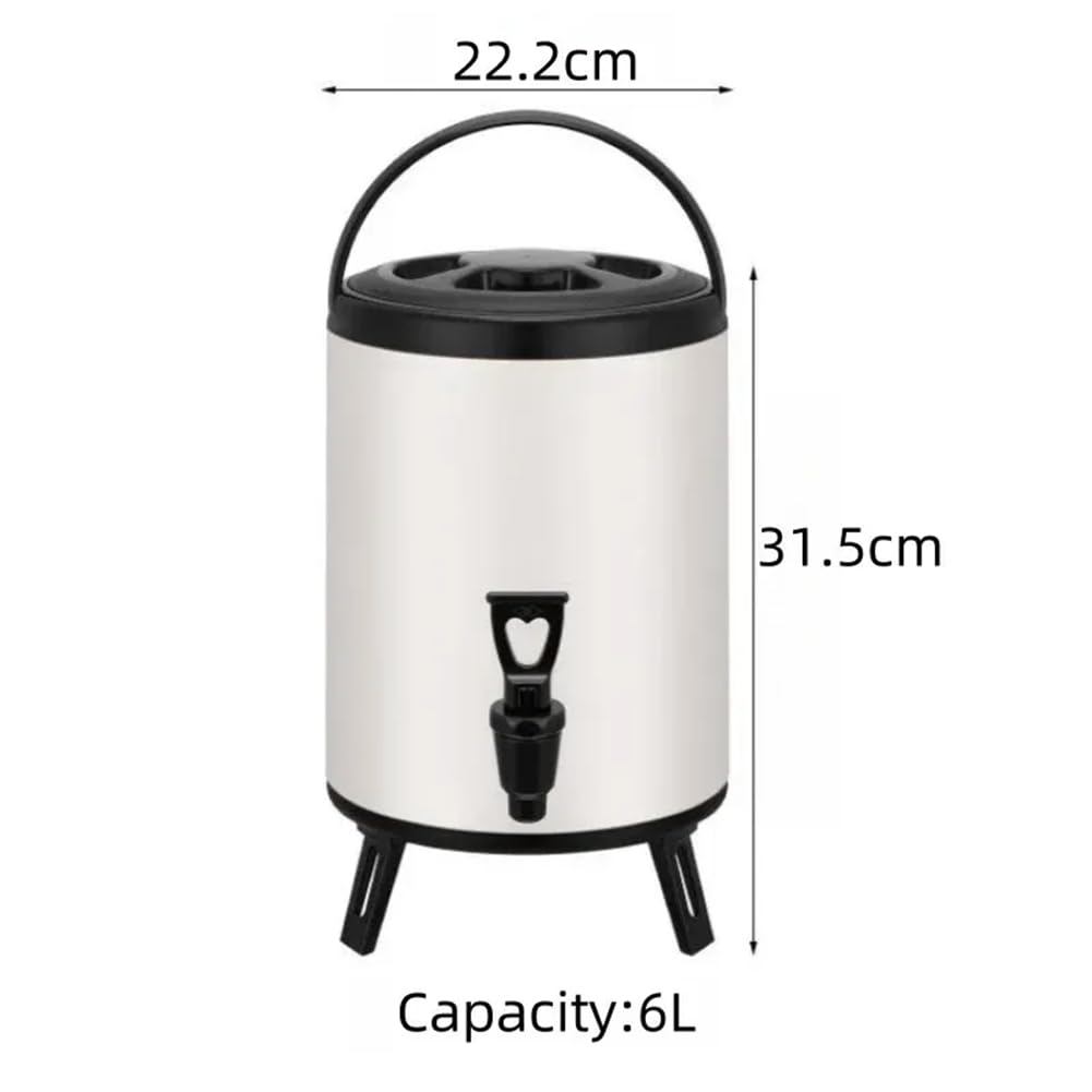 Barril de Acero Inoxidable de 6 litros para Conservación del, Apto para Aislamiento Térmico de Bebidas Calientes. Contenedor de Almacenamiento de Bebidas B