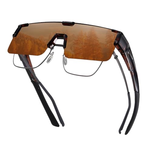 Image of HAOLOTA Fit Over Glasses Sunglasses for Men, Wrap Around Sunglasses for Driving Cycling Outdoors UV Protection