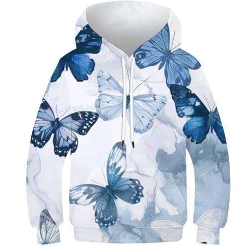 Hoodie imprimé 3D papillon pour garçons de 11 à 13 ans