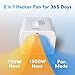 Heater and Fan Combo for Desk, 2 in 1 Heater Fan w/Fast Heating & Fan Modes, 45° Adjustable Angle, Overheated & Tip-Over Protection, Portable Heater and Cooler fan for Office, Bedroom, Indoor Use