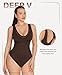 Lover-Beauty Bodysuits for Women Tummy Control Shapewear Plunge Deep V Neck Tank Tops and Thongs Body Shaper, Brown, L