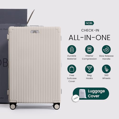 Image of Nobl Travel Zipperless Check in Suitcase - Aluminum Frame, TSA Locks, Beige