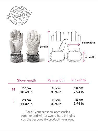 Accsa A99060 Women Winter Ski Glove Waterproof 3M Thinsulate Warm Windproof Off-White M thumb #6
