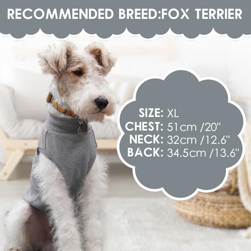 Katzinst Hundepullover Fleece Weste Dehnbares und Warmes Sweatshirt Hunde T-Shirt Hundepulli für Mittelgroße Hunde Pullover für Französische Bulldoggen Border-Collie Pitbulls Grau 2XL