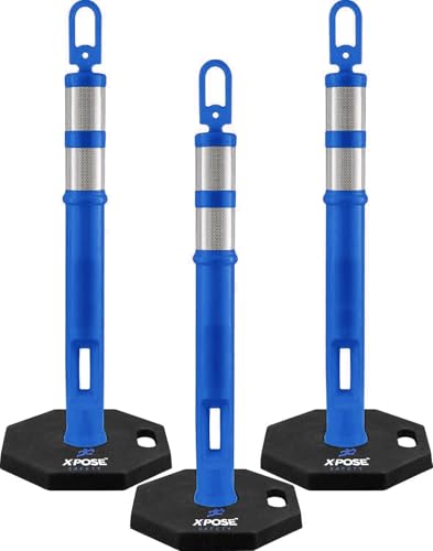 Image of Xpose Safety 45 inch Blue Delineator Posts with Base, 3-Pack