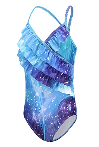 Image of Moon Tree Girls One Piece Swimsuits Ruffle Swimwear Beach Bathing Suit 2-14 Years