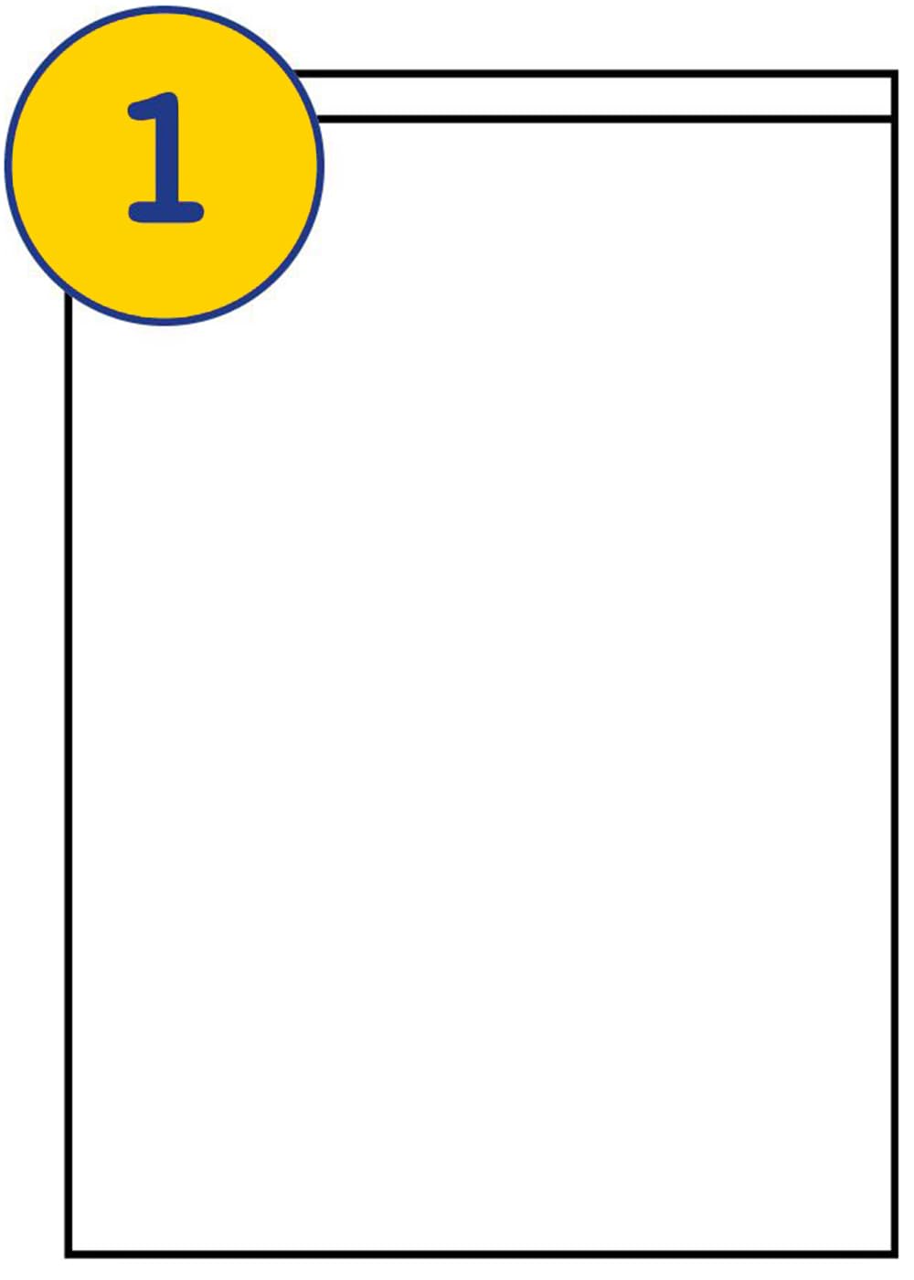 LABELS4U 100 Sheets A4, 1 Label per Sheet, Size 210 x 287mm, with 10mm Face-Slit for Easy Peeling (100 Labels)