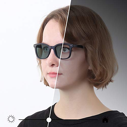 Image of YEIN Blue Light Blocking Glasses, Photochromic Gray Sunglasses, Computer Reading Glasses, TV Glasses for Women /Men(Navy,+2.50 Magnification)