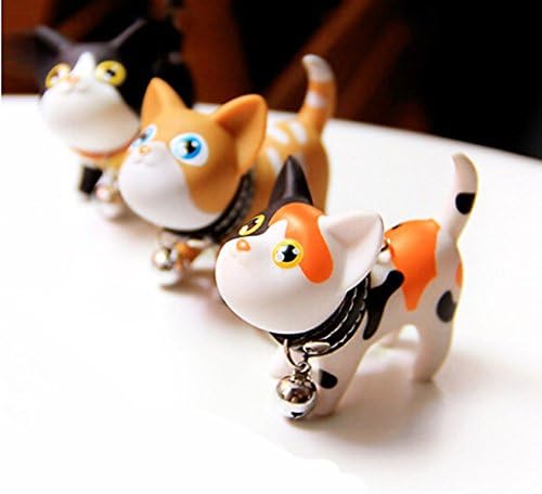 JOYJULY Cat Kitten Keyrings Chain Kawaii Adorable Bag Pendant Toy Lovers Kids Key Chains (Black + White)