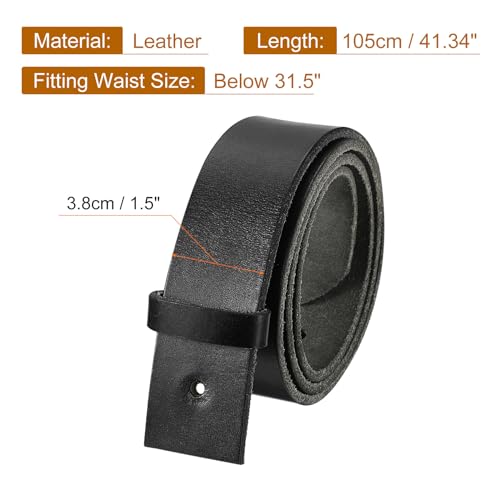 uxcell Men Leather Belt Strap without Buckle Head, Width Replacement Straps with Snap Rivet for Pin Buckle Belts2