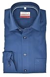 Marvelis Modern Fit Hemd extra Langer Arm New Kent Kragen Struktur Navy Größe 43, Nachtblau, 7244/29/18