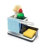 simplywire – Sink Tidy/Caddy – Kitchen Sink Organiser – Removable Drip Tray – Non-Slip - Dark Grey & White