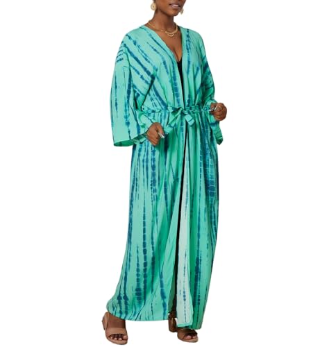 Image of Women's Kimono Cover Up Long Beach Dress Swimsuit Cover Ups Colorful Cardigan Lightweight Robe for Swimwear