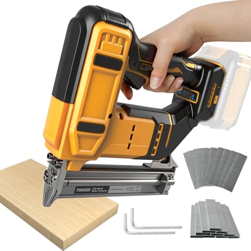 dcvbny - Cordless Brad Nailer for Dewalt 20V Battery (Tool Only), 2-in-1 Electric Nail/Staple Gun, 18 Gauge Brushless with 2000 Nails for Wood Carpentry, 2 Modes (for Dewalt)